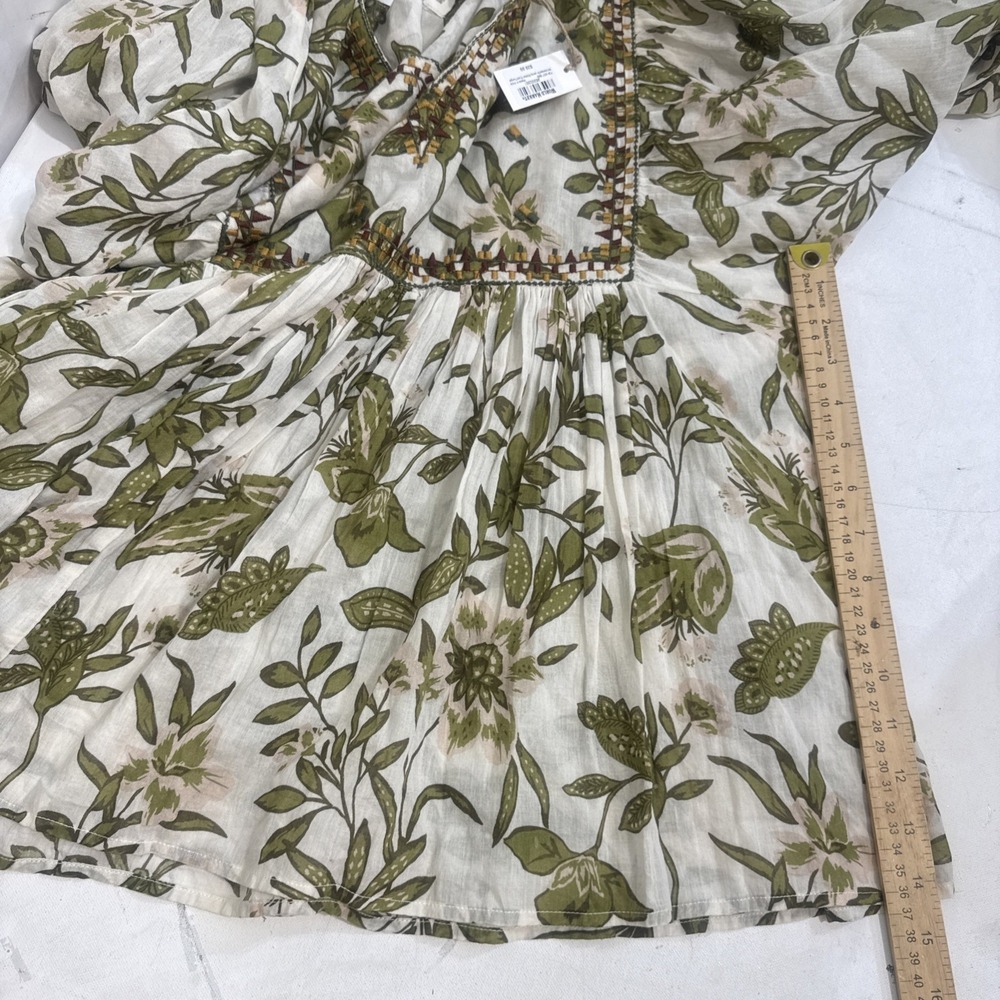 World Market Blouse Embroidered Green Floral 100% Cotton Women's Size L/XL New - Picture 8 of 15